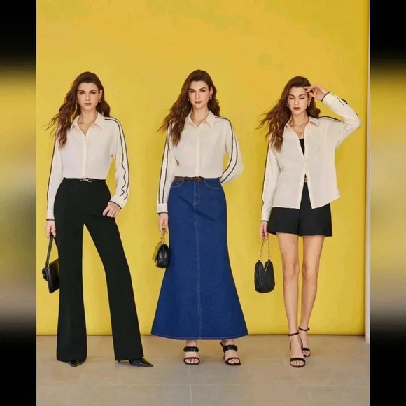 PREMIUM WOVEN WOMEN'S CONTRAST PIPING SHIRT - Picture 2 of 11